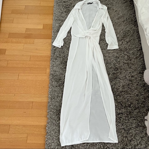 Missguided Peace + Love Satin Maxi Front Twist Shirt Dress - Picture 8 of 16